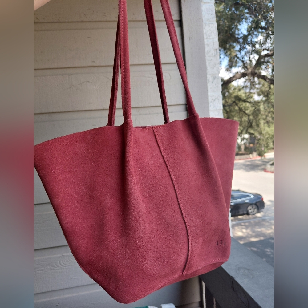 Red Panda Suede Portland Leather Large Devon Tote NWT